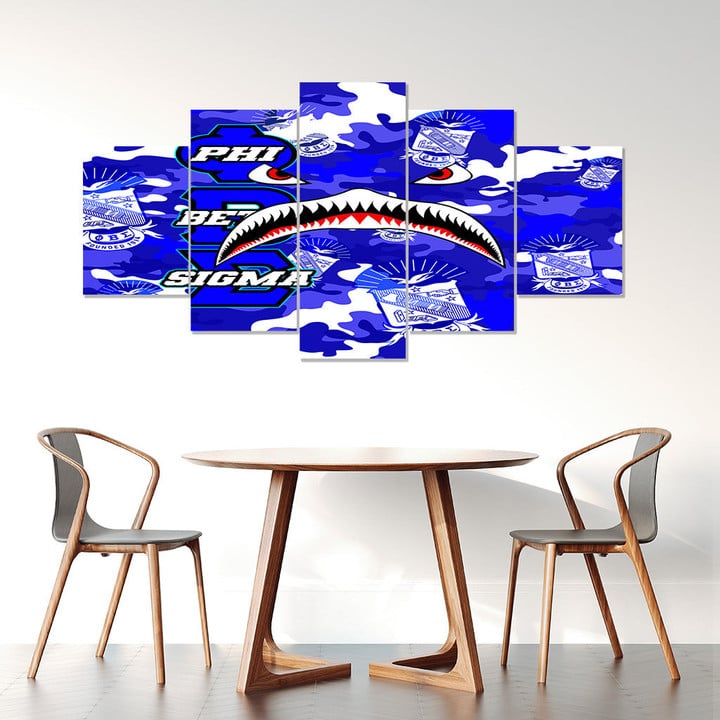 AmericansPower Canvas Wall Art - Phi Beta Sigma Full Camo Shark Canvas Wall Art | AmericansPower
