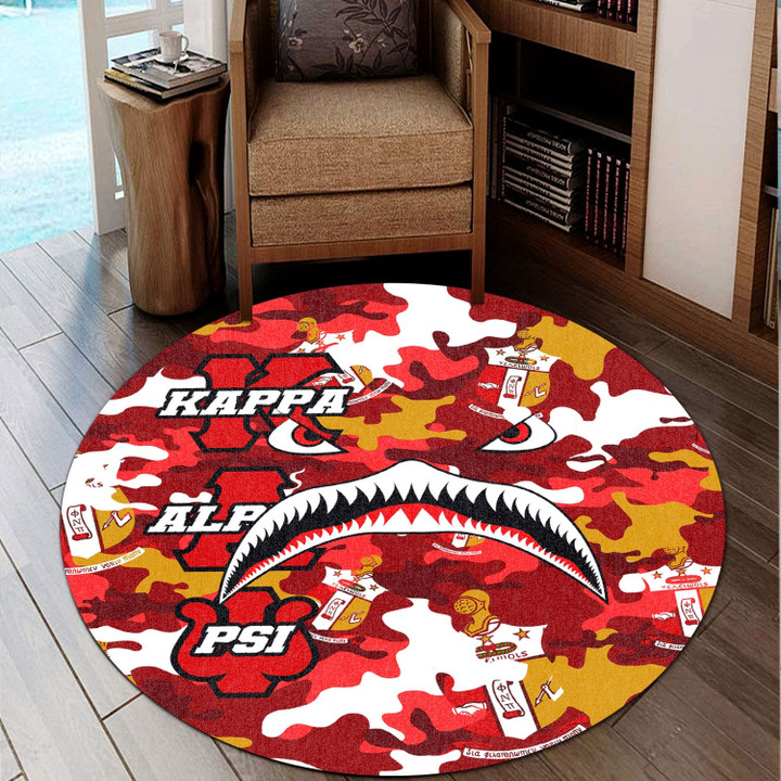 AmericansPower Round Carpet - Kappa Alpha Psi Full Camo Shark Round Carpet | AmericansPower
