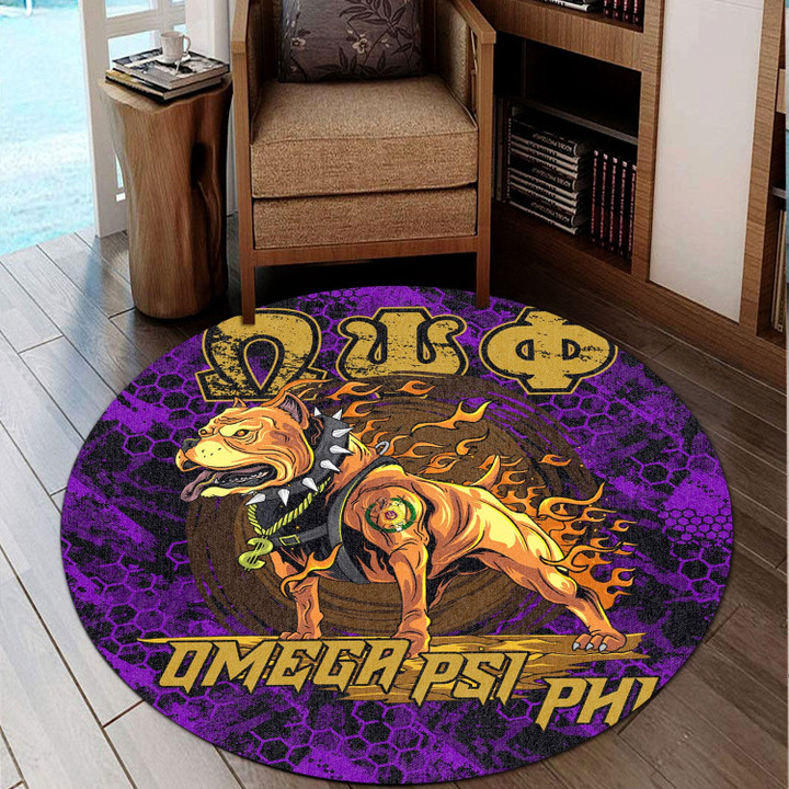 AmericansPower Round Carpet - Omega Psi Phi Dog Round Carpet | AmericansPower
