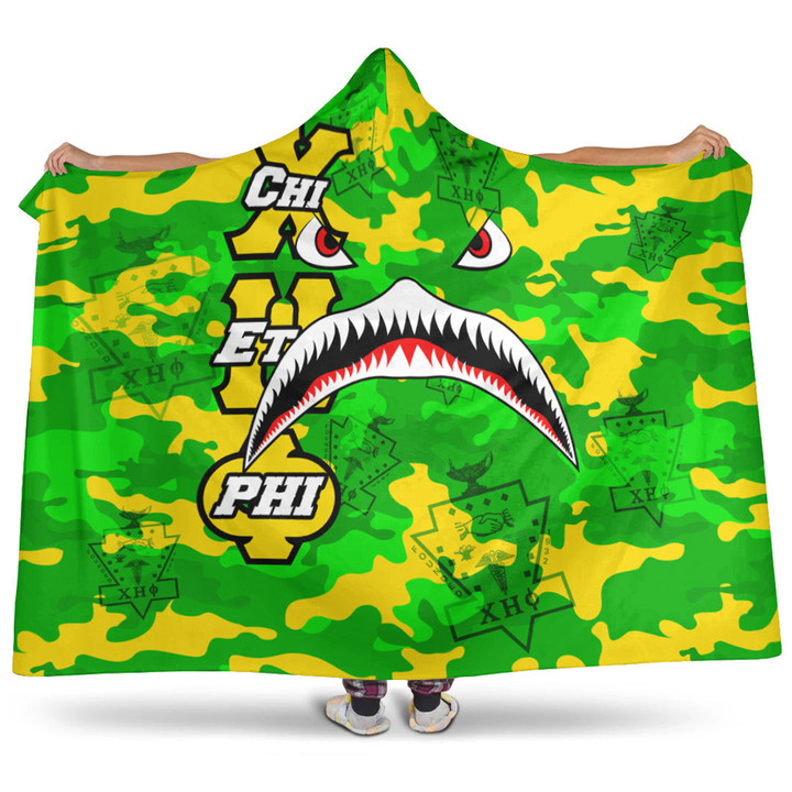 AmericansPower Hooded Blanket - Chi Eta Phi Full Camo Shark Hooded Blanket | AmericansPower
