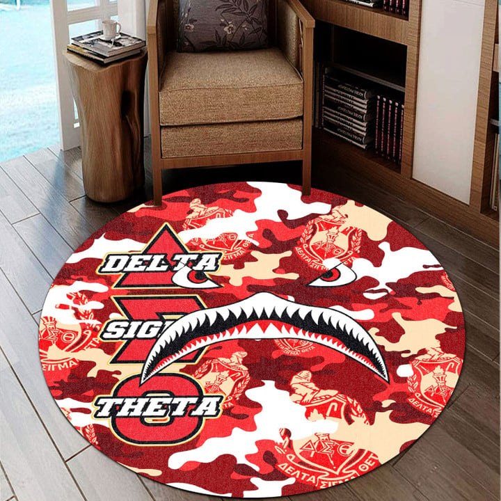 AmericansPower Round Carpet - Delta Sigma Theta Full Camo Shark Round Carpet | AmericansPower
