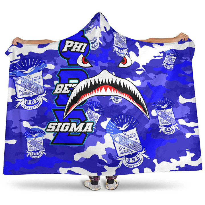AmericansPower Hooded Blanket - Phi Beta Sigma Full Camo Shark Hooded Blanket | AmericansPower
