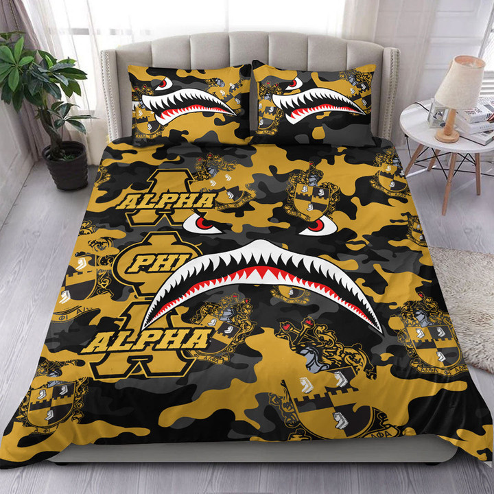 AmericansPower Bedding Set - Alpha Phi Alpha Full Camo Shark Bedding Set | AmericansPower
