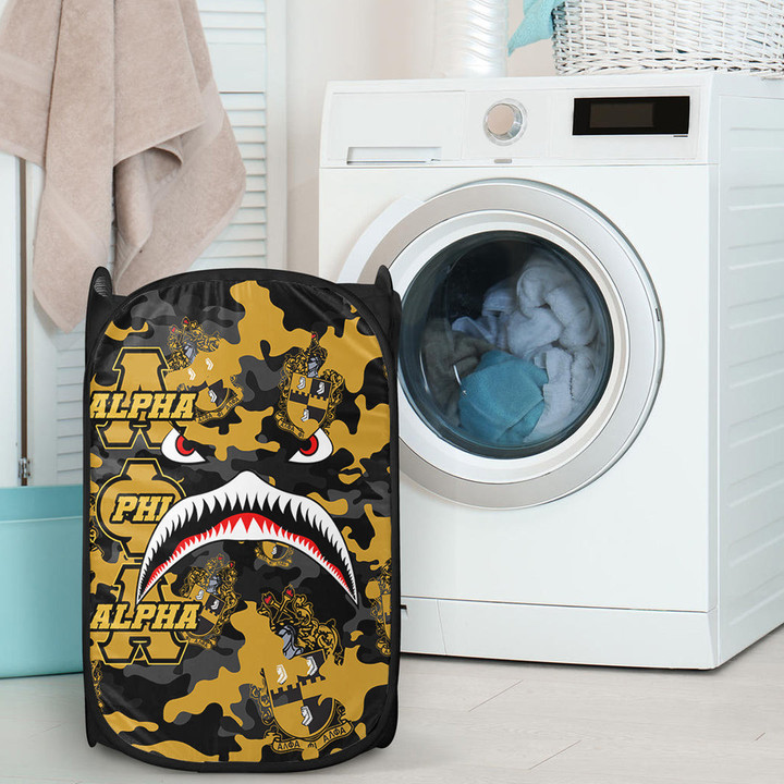 AmericansPower Laundry Hamper - Alpha Phi Alpha Full Camo Shark Laundry Hamper | AmericansPower
