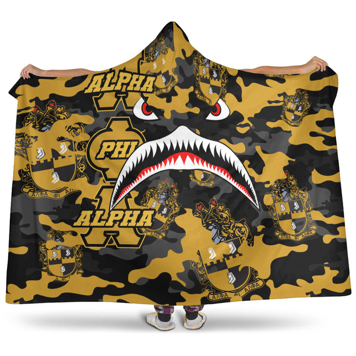 AmericansPower Hooded Blanket - Alpha Phi Alpha Full Camo Shark Hooded Blanket | AmericansPower
