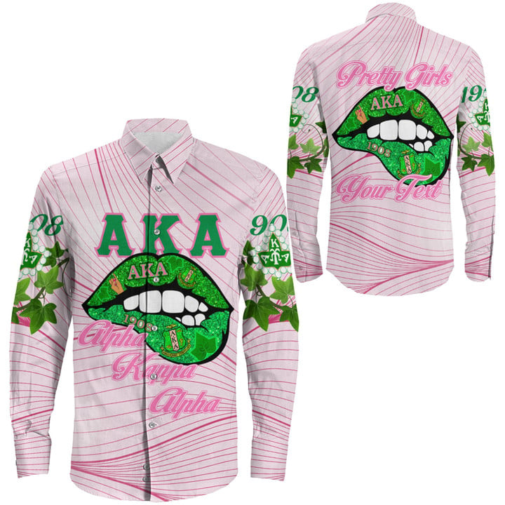 AmericansPower Clothing - (Custom) AKA Lips Long Sleeve Button Shirt A7 | AmericansPower.store