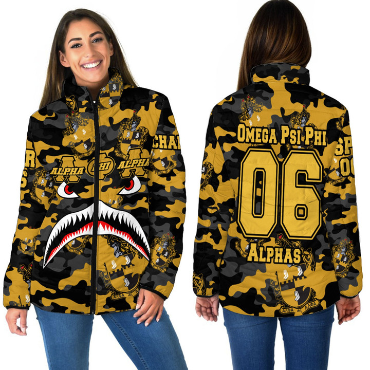 AmericansPower Clothing - Alpha Phi Alpha Full Camo Shark Women Padded Jacket A7 | AmericansPower
