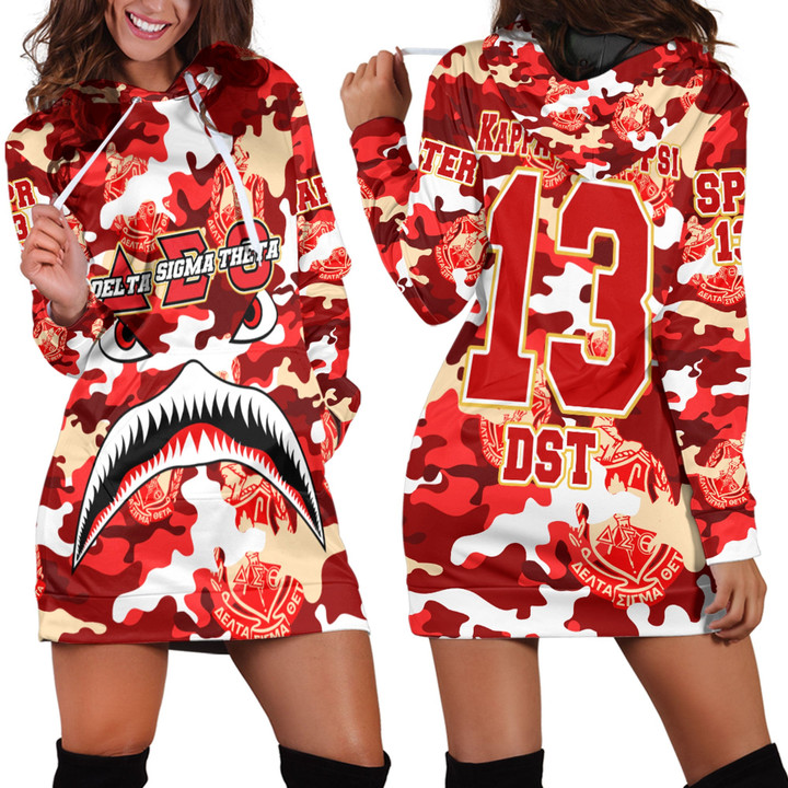 AmericansPower Clothing - Delta Sigma Theta Full Camo Shark Hoodie Dress A7 | AmericansPower