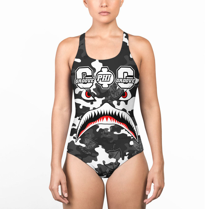 AmericansPower Clothing - Groove Phi Groove Full Camo Shark Women Low Cut Swimsuit A7 | AmericansPower