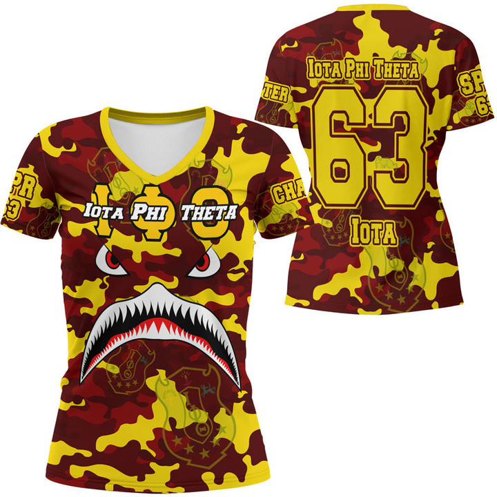 1stScotland Clothing - Iota Phi Theta Full Camo Shark Rugby V-neck T-shirt A7 | 1stScotland