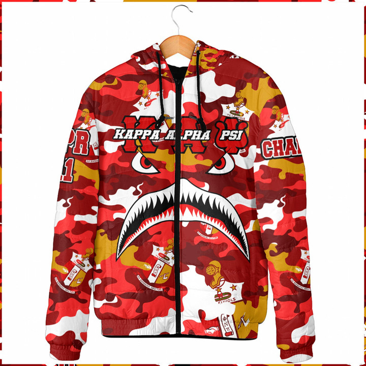 AmericansPower Clothing - Kappa Alpha Psi Full Camo Shark Hooded Padded Jacket A7 | AmericansPower