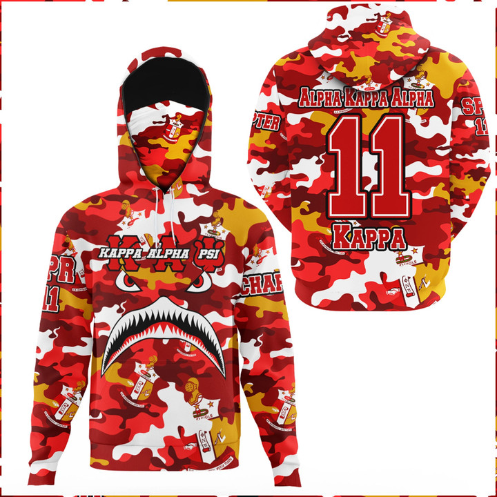 AmericansPower Clothing - Kappa Alpha Psi Full Camo Shark Hoodie Gaiter A7 | AmericansPower