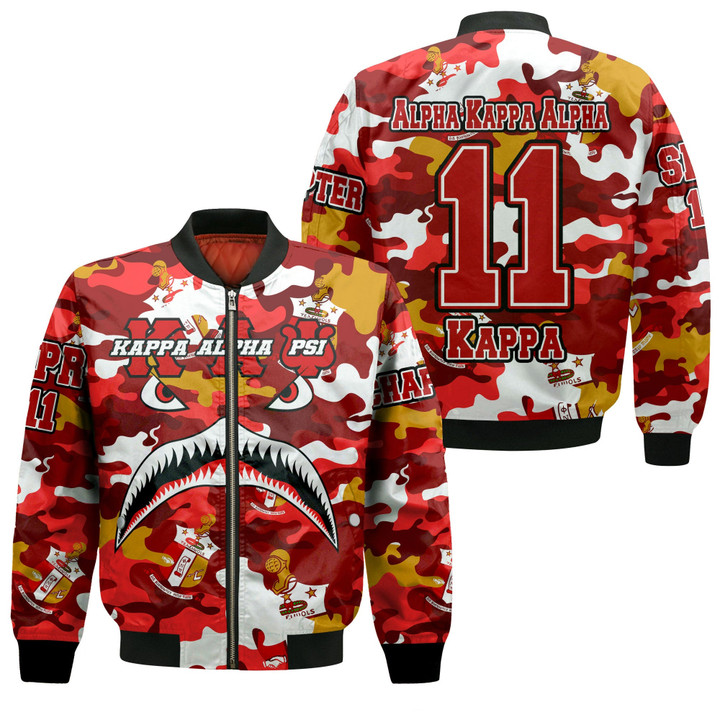 AmericansPower Clothing - Kappa Alpha Psi Full Camo Shark Zip Bomber Jacket A7 | AmericansPower