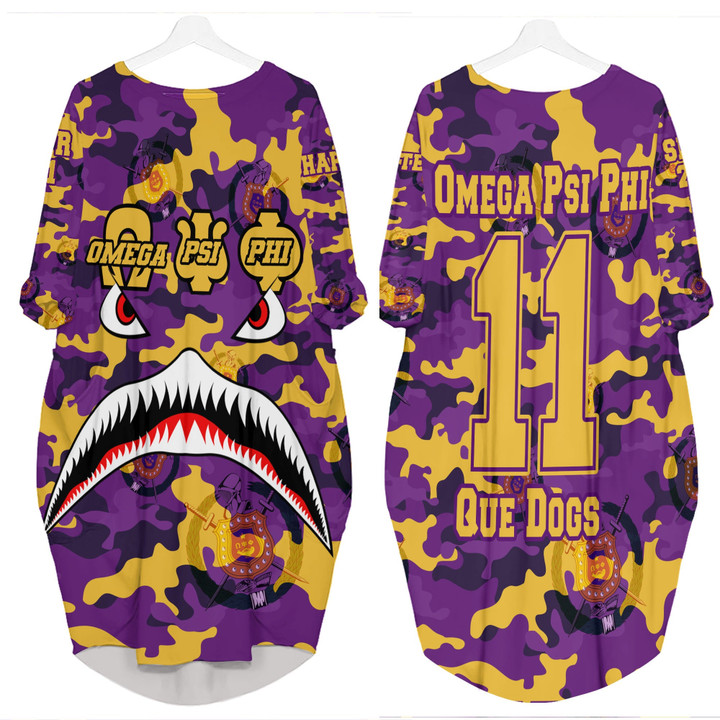 AmericansPower Clothing - Omega Psi Phi Full Camo Shark Batwing Pocket Dress A7 | AmericansPower