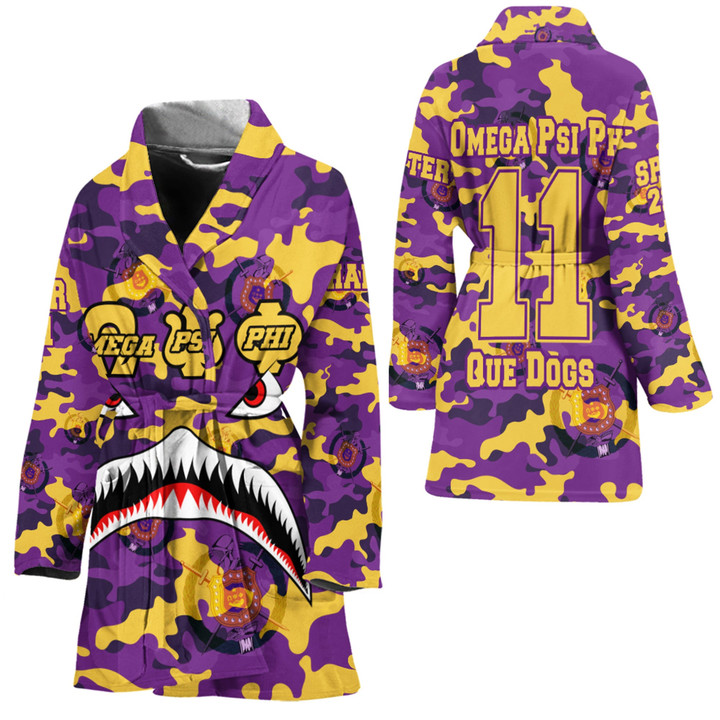 AmericansPower Clothing - Omega Psi Phi Full Camo Shark Bath Robe A7 | AmericansPower