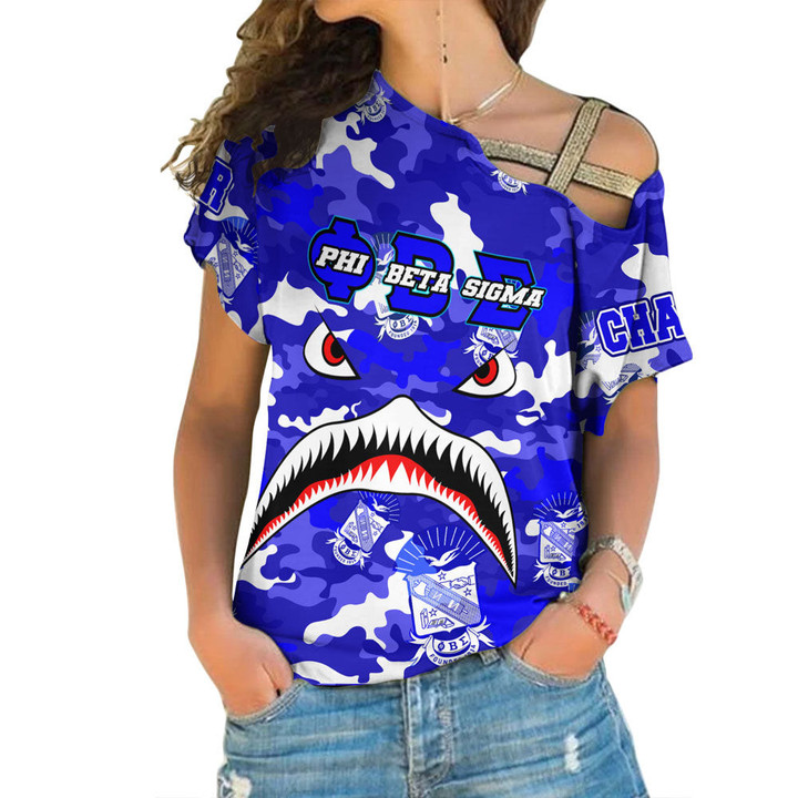 AmericansPower Clothing - Phi Beta Sigma Full Camo Shark One Shoulder Shirt A7 | AmericansPower