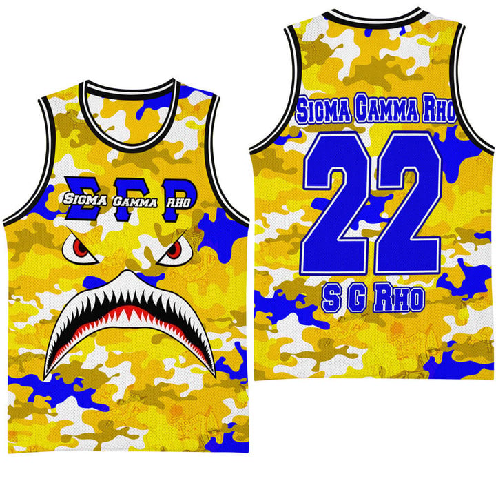 AmericansPower Clothing - Sigma Gamma Rho Full Camo Shark Basketball Jersey A7 | AmericansPower