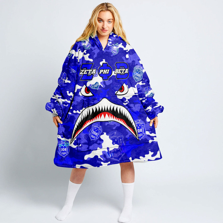 AmericansPower Clothing - Zeta Phi Beta Full Camo Shark Oodie Blanket Hoodie A7 | AmericansPower