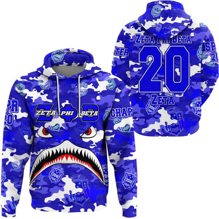 AmericansPower Clothing - Zeta Phi Beta Full Camo Shark Hoodie A7 | AmericansPower