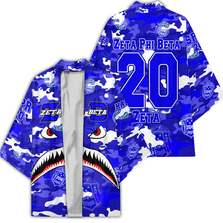 AmericansPower Clothing - Zeta Phi Beta Full Camo Shark Kimono A7 | AmericansPower