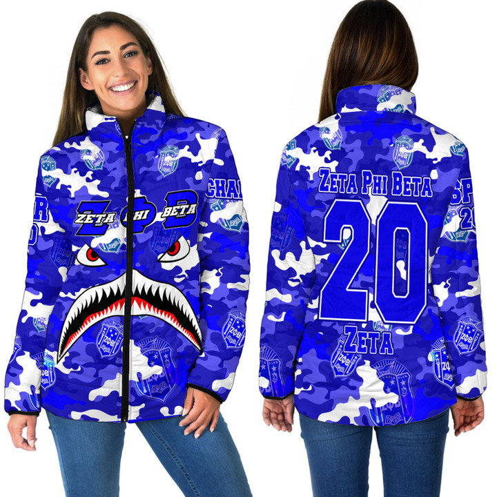 AmericansPower Clothing - Zeta Phi Beta Full Camo Shark Women Padded Jacket A7 | AmericansPower