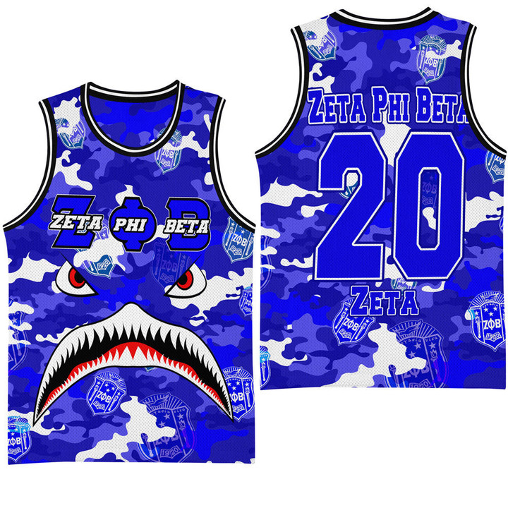 AmericansPower Clothing - Zeta Phi Beta Full Camo Shark Basketball Jersey A7 | AmericansPower