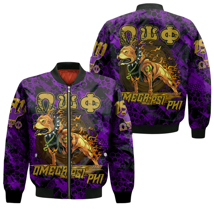 AmericansPower Clothing - Omega Psi Phi Dog Zip Bomber Jacket A7 | AmericansPower