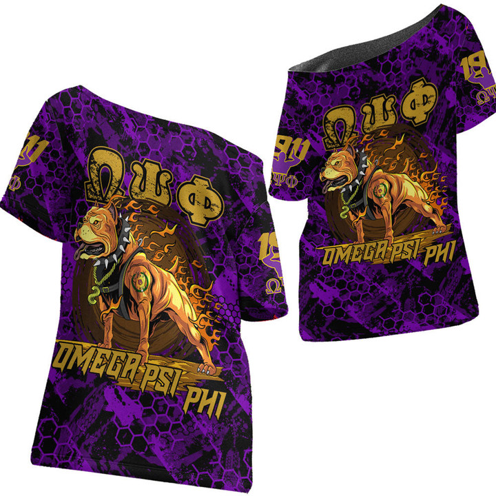 AmericansPower Clothing - Omega Psi Phi Dog Off Shoulder T-Shirt A7 | AmericansPower