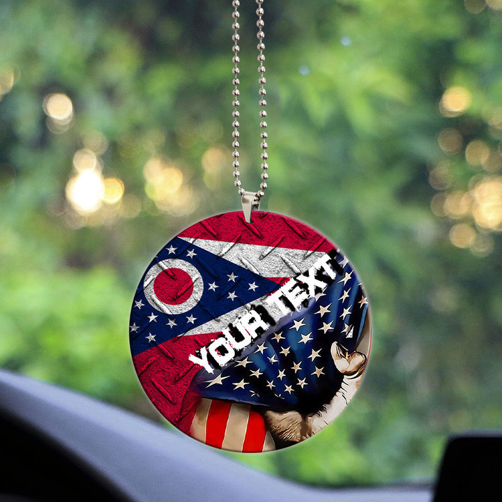 America Flag Of The U.S. State Of Ohio Acrylic Car Ornament - America is a Part My Soul A7 | AmericansPower