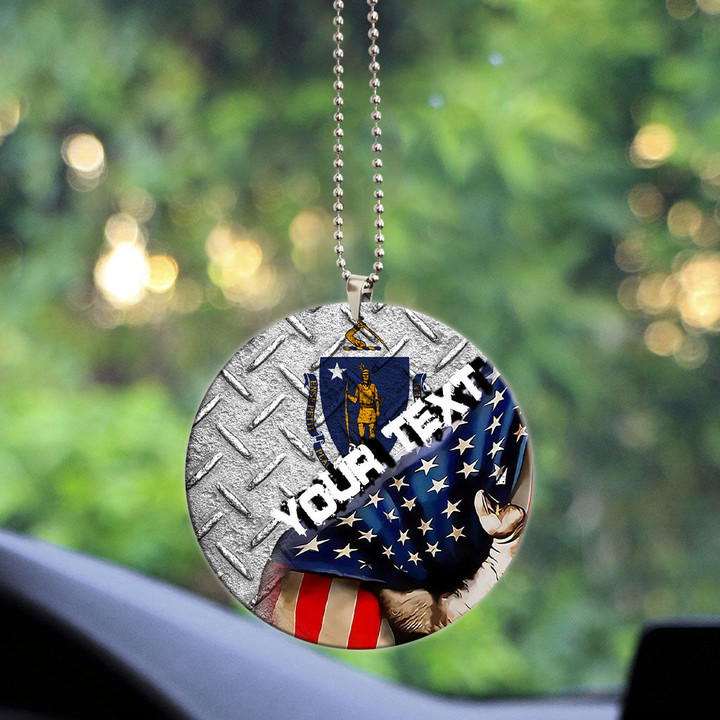 Massachusetts Acrylic Car Ornament - America is a Part My Soul A7 | AmericansPower