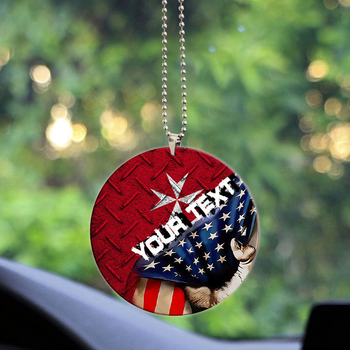 Malta Maltese Cross Acrylic Car Ornament - America is a Part My Soul A7 | AmericansPower