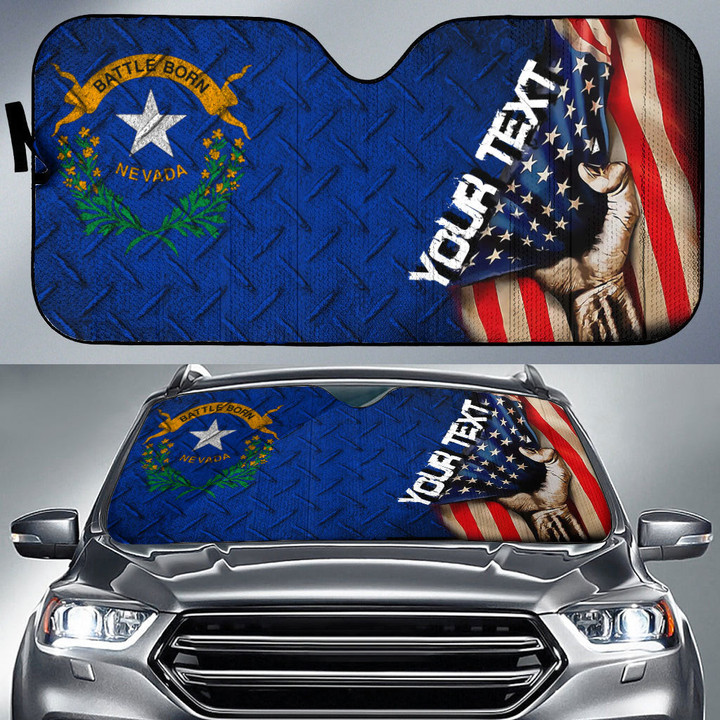 America Flag Of Nevada Car Auto Sun Shade - America is a Part My Soul A7 | AmericansPower
