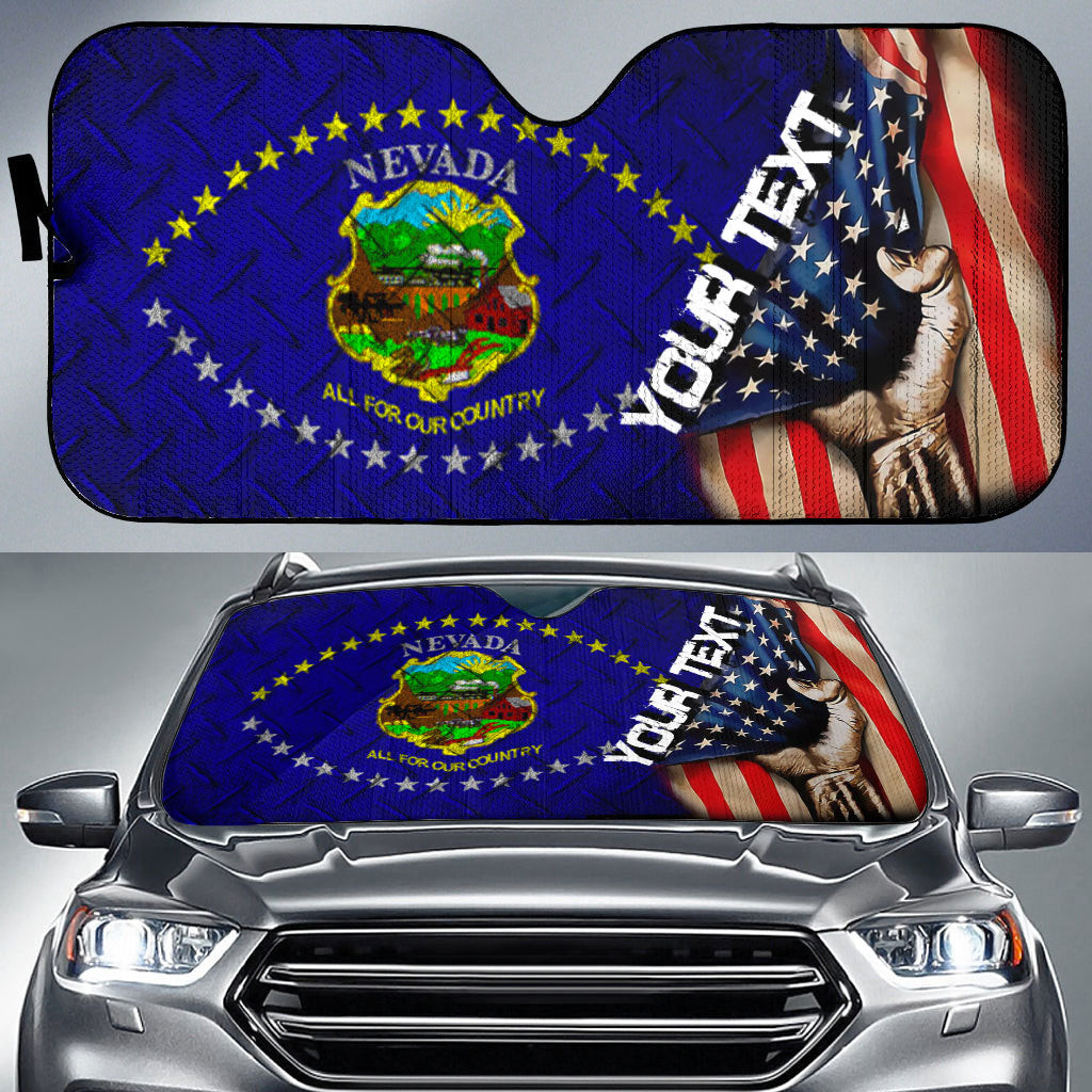 America Flag Of Nevada 1915 Car Auto Sun Shade - America is a Part My Soul A7 | AmericansPower