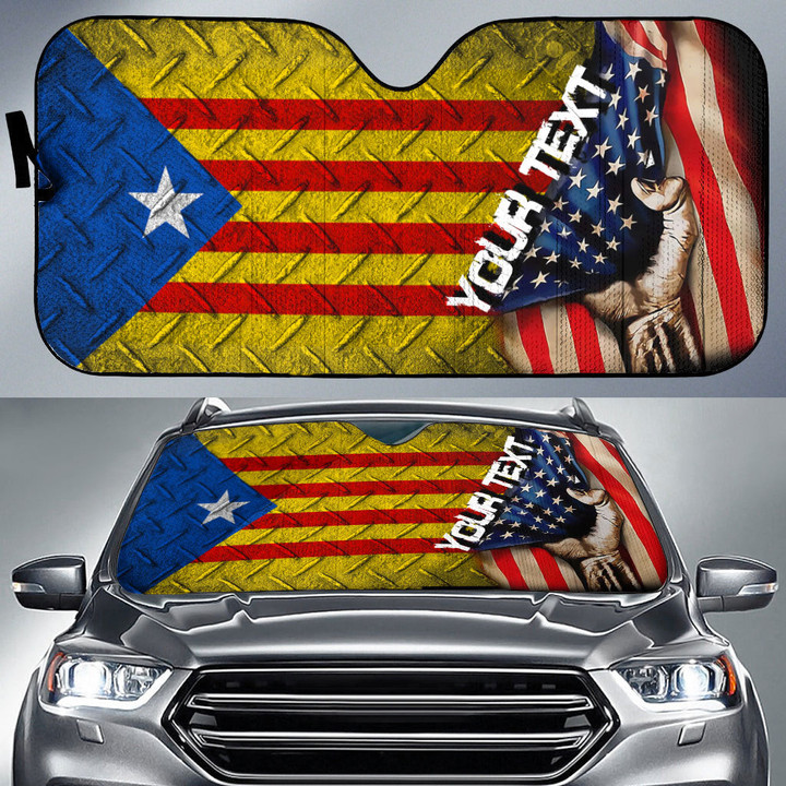 Catalonia Estelada Blava Flag Car Auto Sun Shade - America is a Part My Soul A7 | AmericansPower