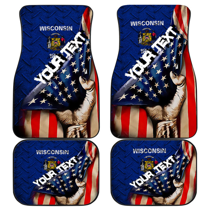 America Flag Of Wisconsin Front and Back Car Mat - America is a Part My Soul A7 | AmericansPower