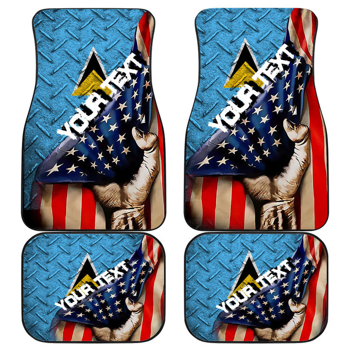 Saint Lucia Front and Back Car Mat - America is a Part My Soul A7 | AmericansPower