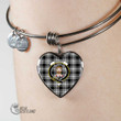 1stScotland Jewelry - Menzies Black White Modern Clan Tartan Crest Heart Bangle A7 | 1stScotland