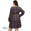 1stScotland Women's Clothing - MacLachlan Weathered Clan Tartan Crest Women's V-neck Dress With Waistband A7