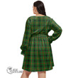 1stScotland Women's Clothing - MacFarlane Ancient Clan Tartan Crest Women's V-neck Dress With Waistband A7