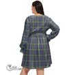 1stScotland Women's Clothing - Chisholm Modern Clan Tartan Crest Women's V-neck Dress With Waistband A7