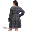 1stScotland Women's Clothing - Davidson Ancient Clan Tartan Crest Women's V-neck Dress With Waistband A7