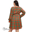 1stScotland Women's Clothing - MacPherson Ancient Clan Tartan Crest Women's V-neck Dress With Waistband A7