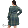 1stScotland Women's Clothing - MacDuff Dress Modern Clan Tartan Crest Women's V-neck Dress With Waistband A7