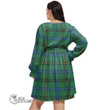 1stScotland Women's Clothing - Logan Ancient Clan Tartan Crest Women's V-neck Dress With Waistband A7