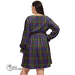 1stScotland Women's Clothing - Galloway District Clan Tartan Crest Women's V-neck Dress With Waistband A7