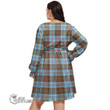 1stScotland Women's Clothing - Arbuthnot Modern Clan Tartan Crest Women's V-neck Dress With Waistband A7