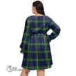 1stScotland Women's Clothing - Gunn Weathered Clan Tartan Crest Women's V-neck Dress With Waistband A7