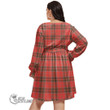 1stScotland Women's Clothing - Kerr Ancient Clan Tartan Crest Women's V-neck Dress With Waistband A7