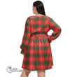 1stScotland Women's Clothing - Robertson Ancient Clan Tartan Crest Women's V-neck Dress With Waistband A7