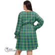 1stScotland Women's Clothing - MacDuff Dress Ancient Clan Tartan Crest Women's V-neck Dress With Waistband A7